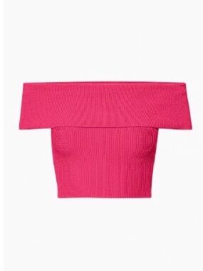 Aritzia Ribbed Off-Shoulder Crop Top - Fuchsia Pink